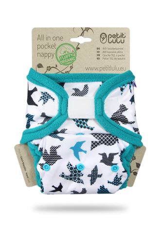 Turquoise Birds - All In One Pocketwindel - Klett