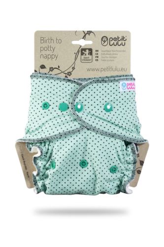 Small Black Dots on Mint - One Size Nappy (Snaps)