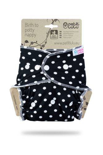 Big Dots on Black - One Size Nappy (Snaps)