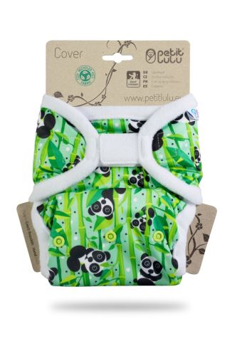 Panda Bears - One Size Prefold Cover with PUL Flaps (Hook & Loop)