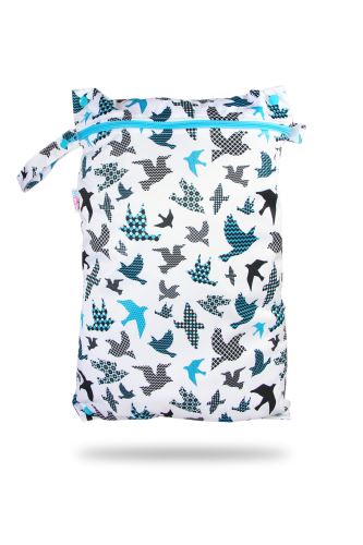 Second quality Turquoise Birds - Nappy Bag - hole near snap