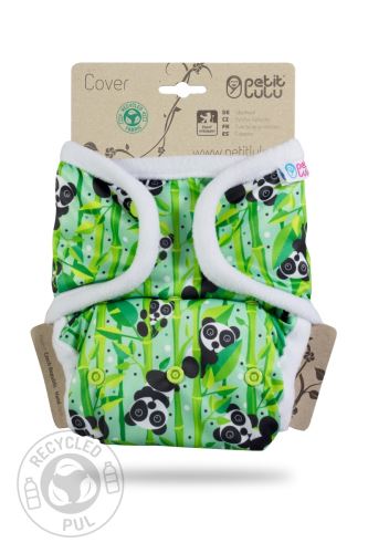 Panda Bears - One Size Prefold Cover with PUL Flaps (Snaps)