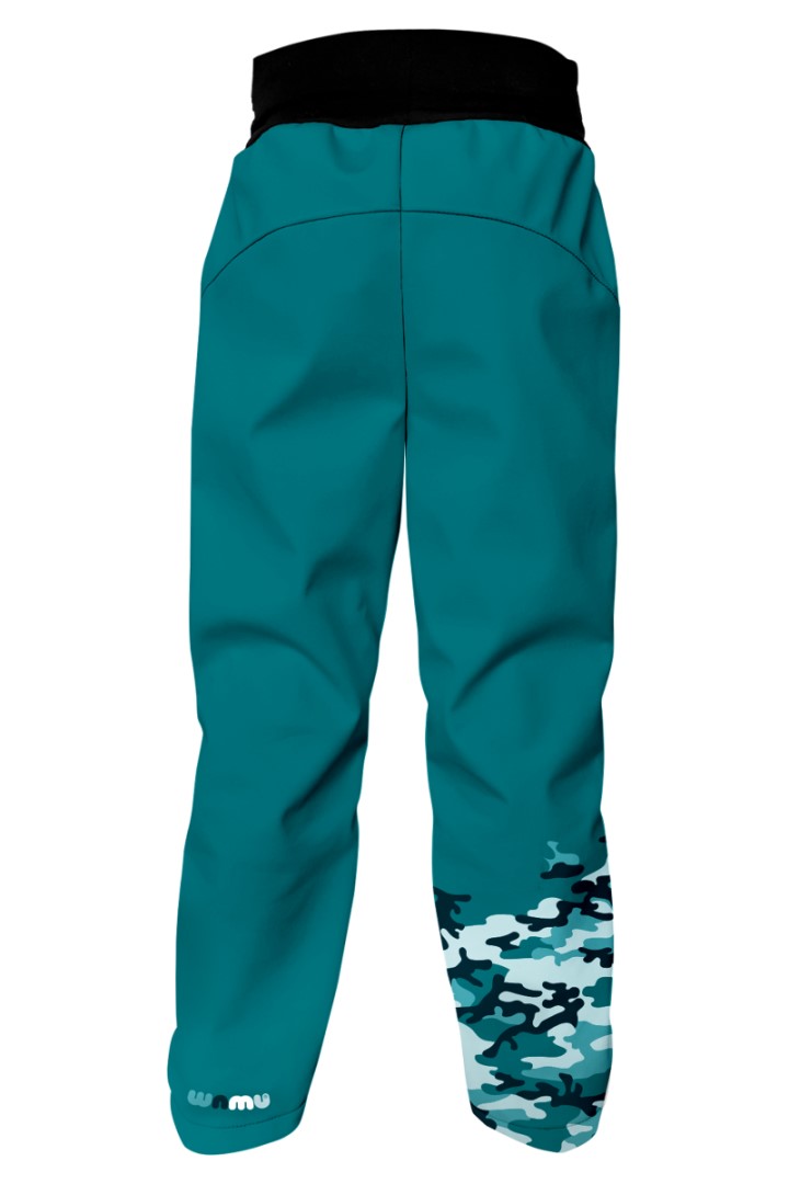 kids softshell trousers camouflage petrol blue size 98 104