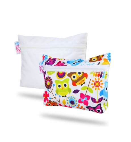 Happy Owls, White - Small Wetbag 2 Pack