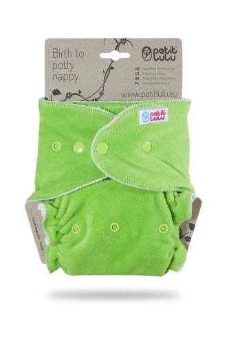 Second quality Green (velour) - Maxi Night Nappy (Snaps) - hole on velour