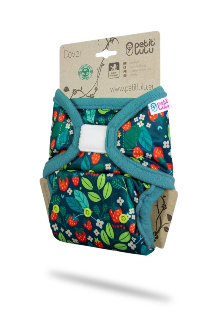 Wild Strawberries - One Size Prefold Cover wtih PUL Flaps (Hook &amp; Loop)