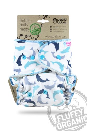 2. Wahl Qualität - Little Dolphins - One Size Höschenwindel Fluffy Organic - Druckies - einreißender Fader