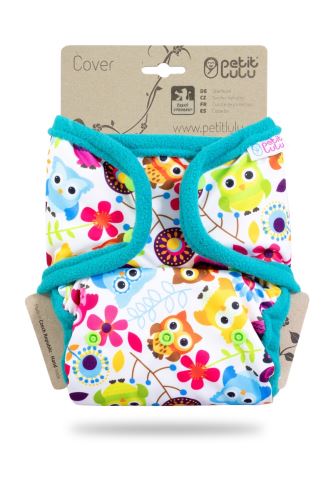 Happy Owls - One Size Prefold Cover with PUL Flaps (Snap)