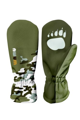 Kids Softshell Mittens, CAMOUFLAGE, Khaki