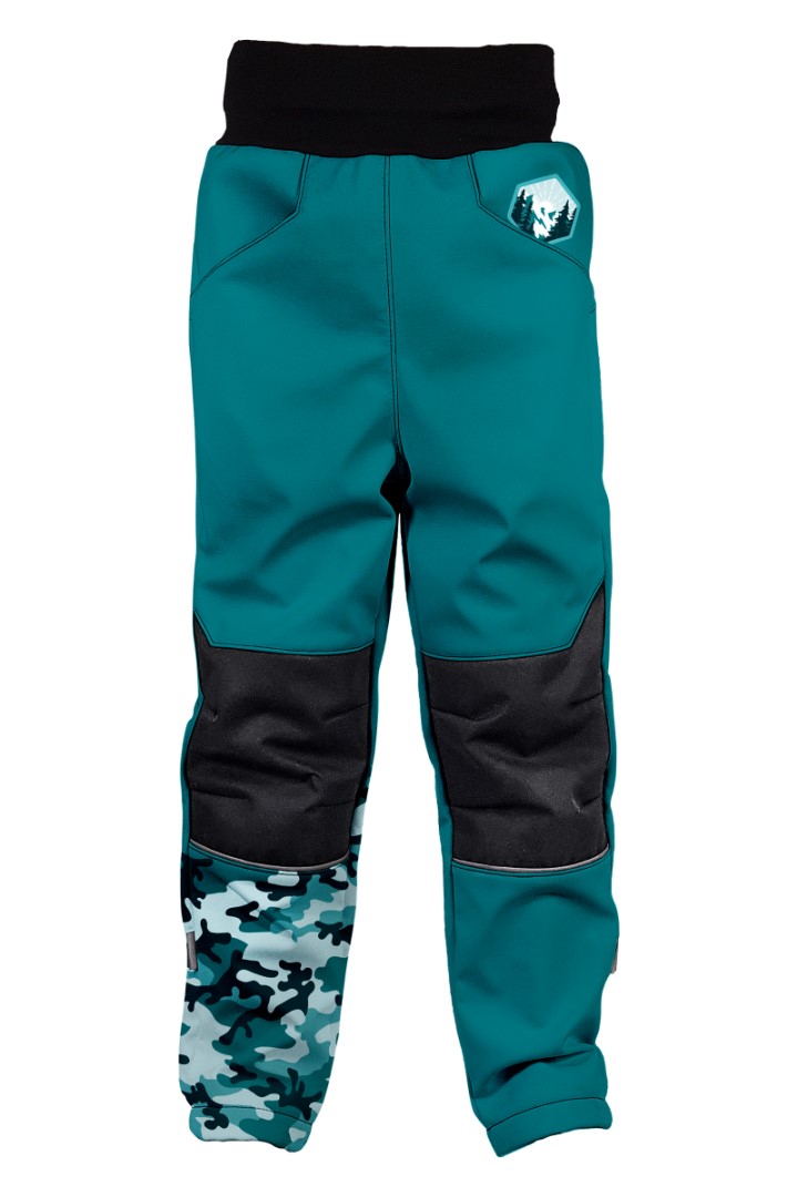 kids softshell trousers camouflage petrol blue size 98 104