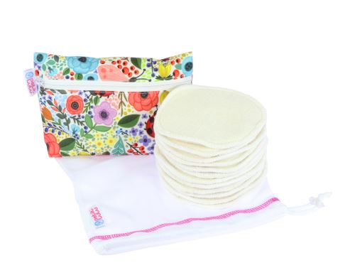 Set - 6 Paar Stilleinlagen + kleines Täschchen + kleines Wäschenetz