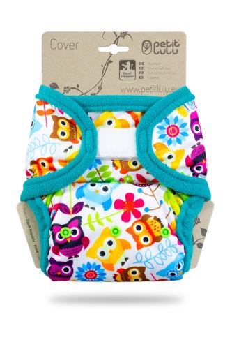 Happy Owls - One Size Prefold Cover with PUL Flaps (Hook & Loop)