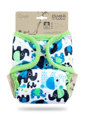 Baby Elephant - One Size Prefold Cover with PUL Flaps (Snap)