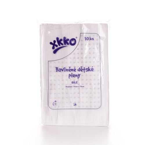 Baumwollwindeln XKKO Classic 70x70 - White, 10er Pack