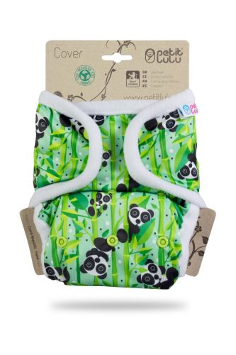 Panda Bears - One Size Prefold Cover with PUL Flaps (Snaps)